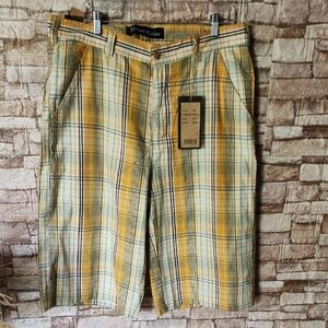 Urban Color Men's Plaid Shorts - Yellow and Green Short Brand New